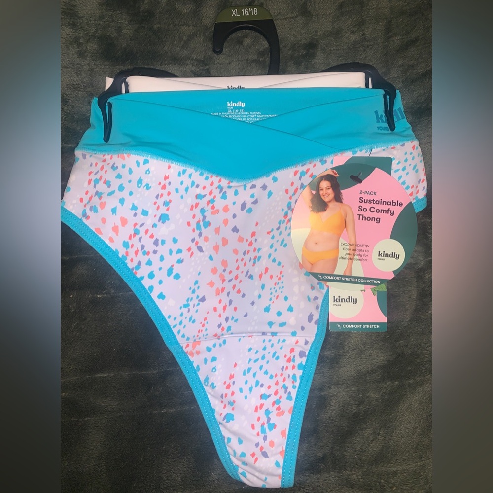Kindly Yours Women's So Comfy Crossover Waist Thong Panties, 2-Pack